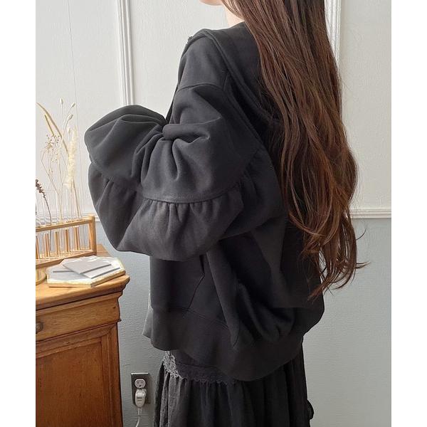 パーカー ラウンドスリーブZIPパーカー レディース