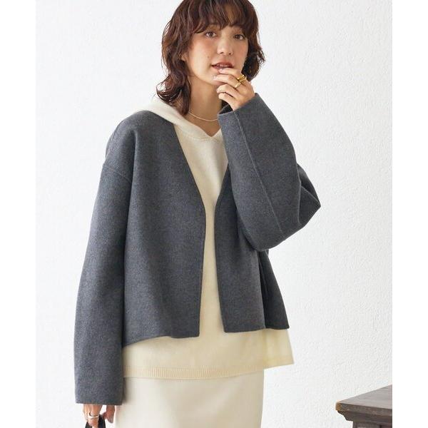 コート アウター 「上品見え」ウールリバーショートコート レディース