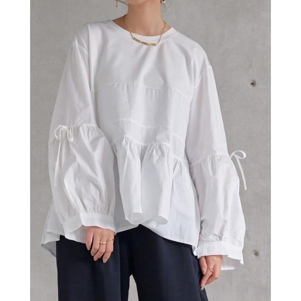 tシャツ 異素材切り替えティアードプルオーバー レディース