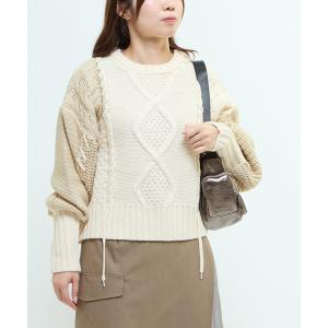 ニット セーター PATCHWORK STITCH CABLE KNIT レディース