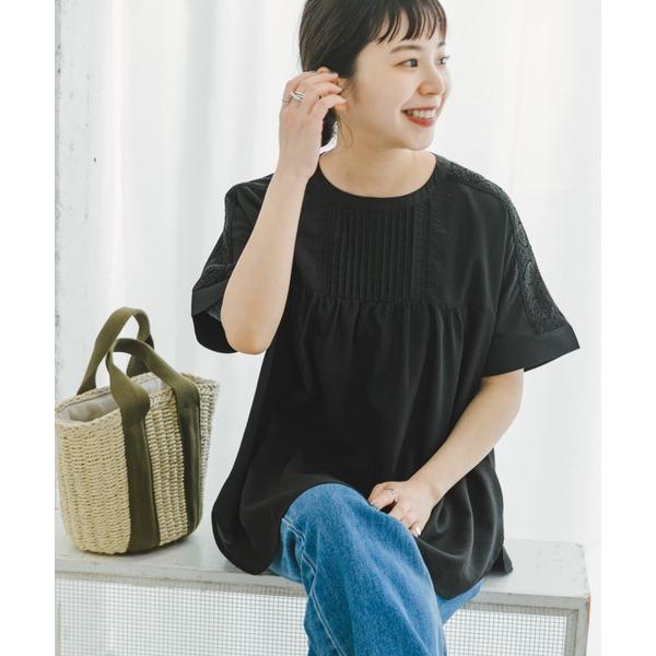 「ITEMS URBANRESEARCH」 半袖ブラウス FREE ブラック レディース