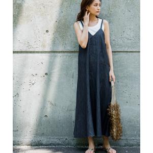 「socolla」 キャミソールワンピース M ネイビー レディース