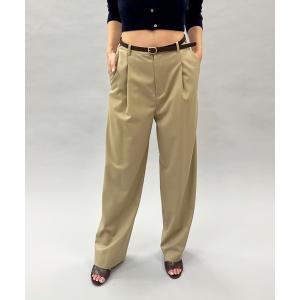 スラックス パンツ TWギャバジンスリムスラックス レディース