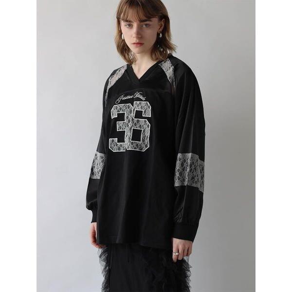 tシャツ SATIN×LACE NUMBERNG LONG SLEEVE GAME SHIRT レデ...