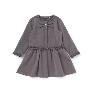 MARNI キッズ フリル付きワンピース ネイビー/グレー MARNI（マルニ） ワンピース 入学式 Kids ＆ Junior ブランドロゴ長袖