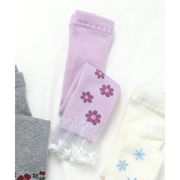 レギンス スパッツ お花・雪柄裾レースレギンス キッズ 子供 女の子