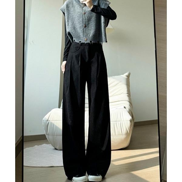 ワイドパンツ パンツ タック入り コーデュロイ ワイドパンツ レディース