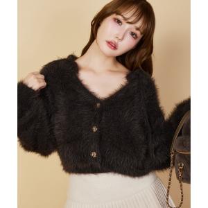 カーディガン 「セットで着れる」milkyフェザーニットショートカーデ レディース