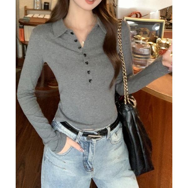 tシャツ YUGA　ポロカラー　スリムシャツトップ レディース