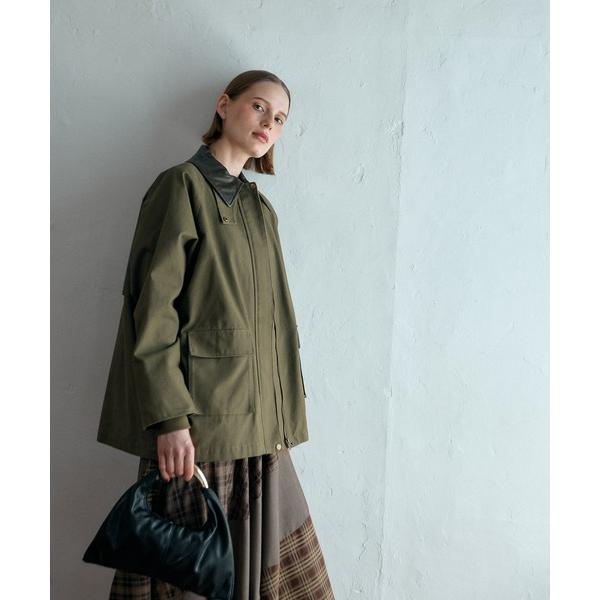 ミリタリージャケット モッズコート 襟2WAY合皮切り替えブルゾン 582489 レディース