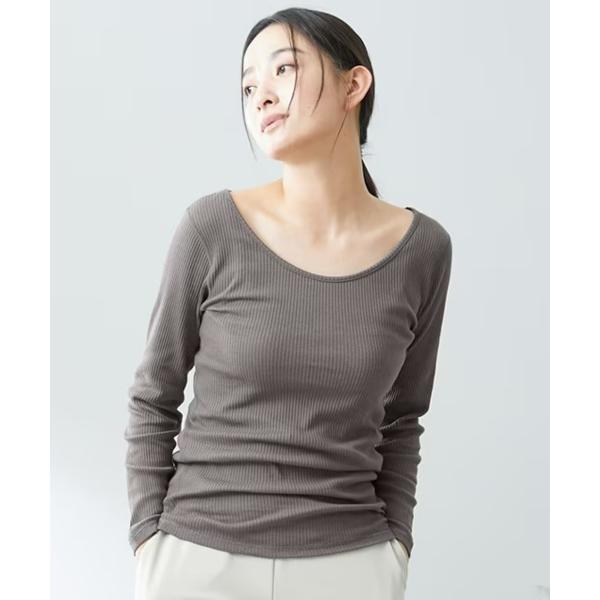 インナーシャツ 肌着 「綿と暮らす」オーガニックコットン100％ 丈長め長袖インナー レディース