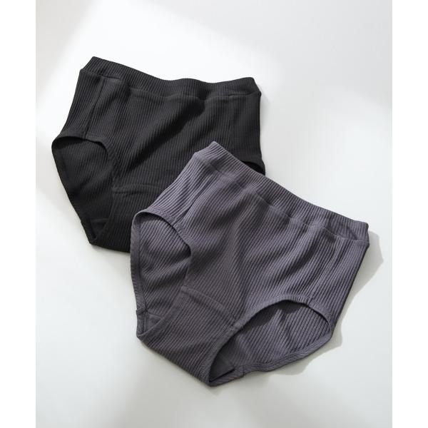 ショーツ 「綿と暮らす」オーガニックコットン100％リブ　お腹らくちんサニタリーショーツ昼用２枚組（...