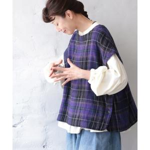 ベスト ジレ 夜長のチェックなベスト レディース