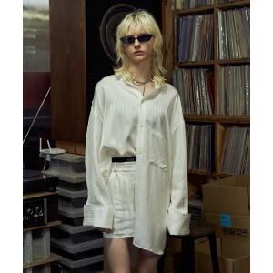 ブラウス シャツ JOSEMOON SATIN STRIPE SHIRT/ジョゼムーンサテンストライプシャツ レディース