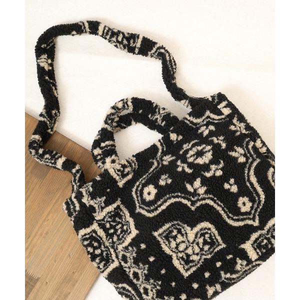 トートバッグ ペイズリー柄ボアトートバッグ レディース