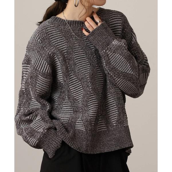 ニット セーター モールウェーブラインニット レディース