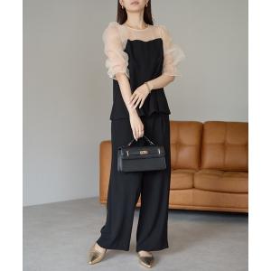 パンツドレス 入学式 卒業式 フォーマル シアースリーブ パンツドレス 上下２点セット/結婚式 セレモニー(S，M，L，XL)
