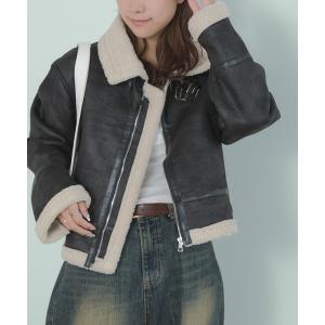 ブルゾン アウター 短丈フェイクムートンジャケット レディース