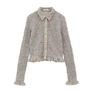 ブラウス シャツ 「CLANE/クラネ」MIX MESH GATHER SHIRT/ミックスメッシュギャザーシャツ レディース