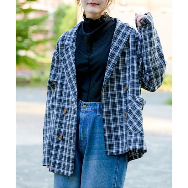 ジャケット テーラードジャケット 「チェック柄×ダブルテーラー」レディース ジャケット 羽織り オー...