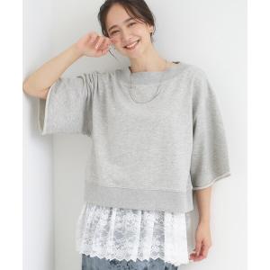 「2点セット」ハーフスリーブミニ裏毛プルオーバー＆レースタンクトップSET レディース