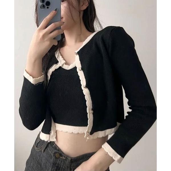 アンサンブル バイカラーニットトップス アンサンブル