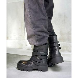 ブーツ ASH/アッシュ「NIKI」ベルトコンバットブーツ 厚底 ロックテイスト ボリュームソール 6cmヒール レディース
