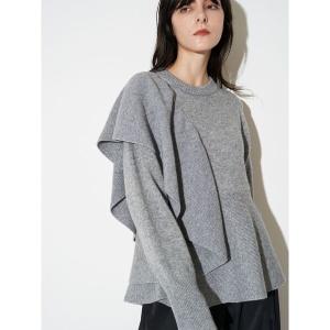 ニット セーター ショルダーフリルペプラムニット レディース