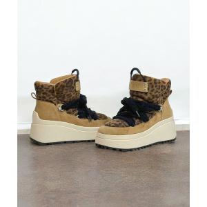 ブーツ ASH/アッシュ「OREGON」厚底レオパードスニーカーブーツ ウェッジヒール リボンシューレース スタッズ 8cmヒール レディース