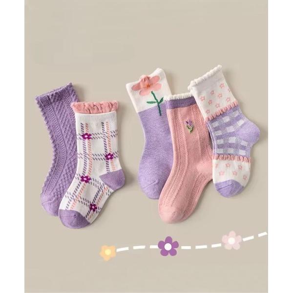 靴下 「 Bambin / ボンバン 」 ガーリー デザイン ソックス 5足セット キッズ 子供 女...
