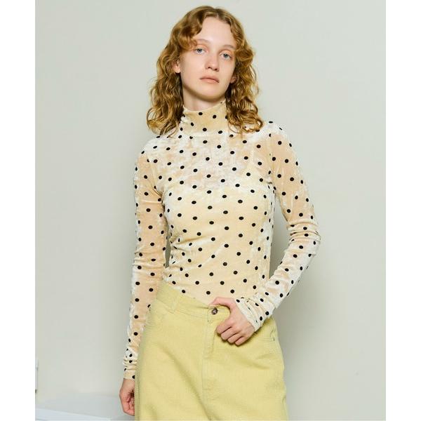 tシャツ Velor Mesh Dot Tops / ベロアメッシュドットタートルトップ レディース