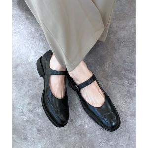 フォーマルシューズ 「APOM」本革メリージェーンブローグシューズ レディース