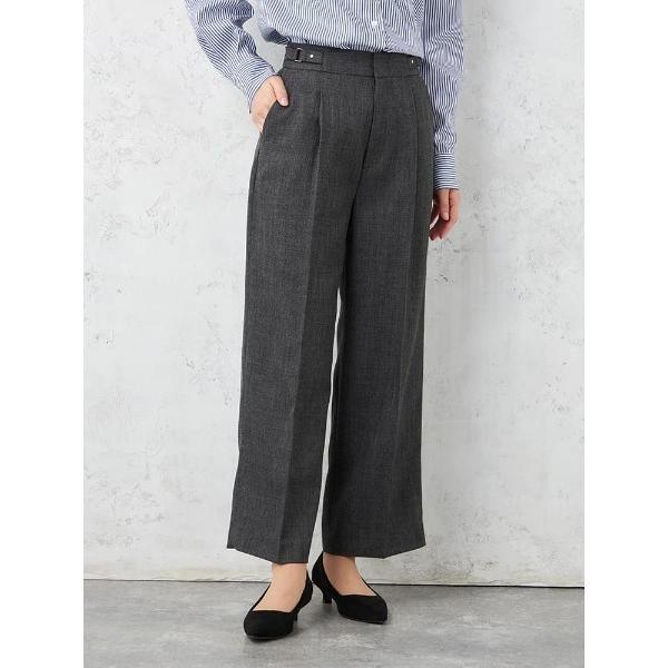 スラックス パンツ 「WALKPLUS」 ツイードサイドポイント ワイドパンツ ウォッシャブル レデ...