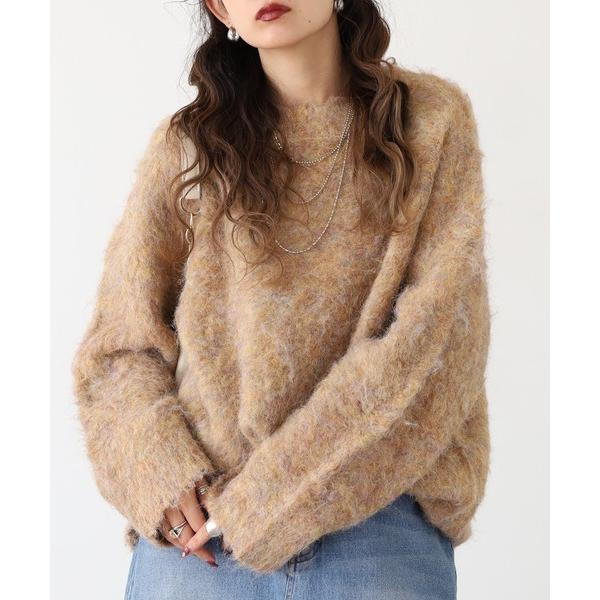 ニット セーター シャギーミドルルーズニット レディース