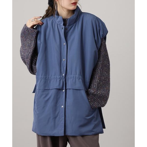 ベスト ジレ ハイカウントポリエステルクロスポンチョ風ベスト レディース