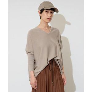 ニット セーター 「定番」ラメ混前後V袖リブオーバーニット レディース