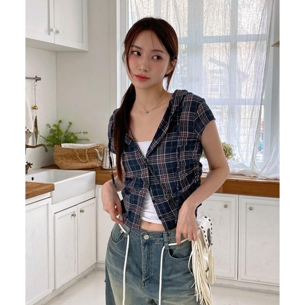 「by muni:r」 半袖ブラウス FREE ネイビー レディース