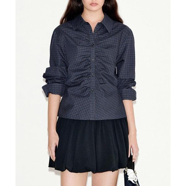 ブラウス シャツ チェック柄 フロントプリーツ コットンブラウス FQ25S122「Fano Stu...