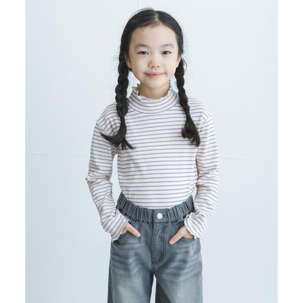 tシャツ 「WEB/一部店舗限定サイズ」ボーダーフリルリブハイネック(KIDS) キッズ 子供服 男...