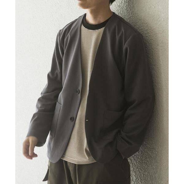 ジャケット ノーカラージャケット クレープジョーゼットノーラペルジャケット メンズ