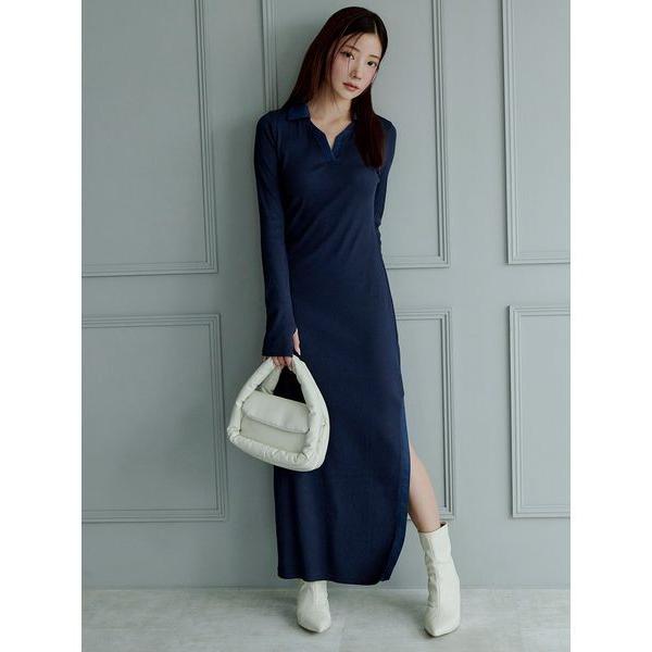 ワンピース 「maronさんコラボ」スキッパースリットヘムロングワンピース