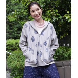 パーカー SUPER　HAKKA×保坂優子　「窓と庭」刺繍裏毛ジップアップフーディ レディース