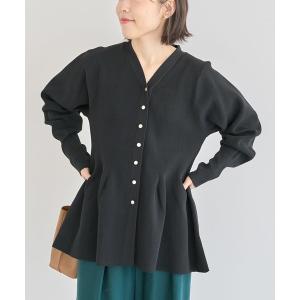 カーディガン 金釦ペプラムニットカーディガン レディース