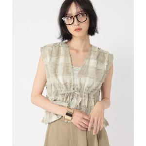 ベスト ジレ 「daily CLIP」フリンジジャガードベスト レディース