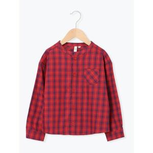 ブラウス シャツ チェックバンドカラーシャツ キッズ 子供服 男の子 女の子