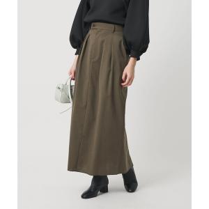 スカート 毛ブレンド タックロングスカート 防シワ ウォッシャブル