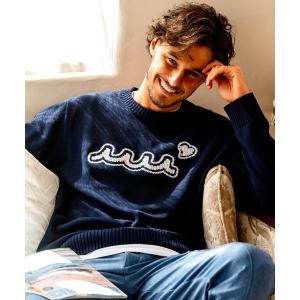 セーター ニット muta MARINE/ムータ マリン/別注 WAVE CREW KNIT メンズ