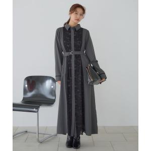 ワンピース 「選べる着丈」フロントレースキリカエワンピース602701