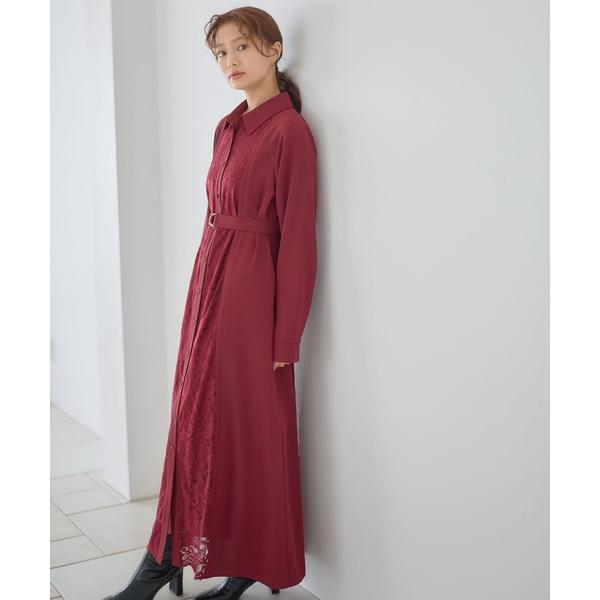 ワンピース 「選べる着丈」フロントレースキリカエワンピース602701