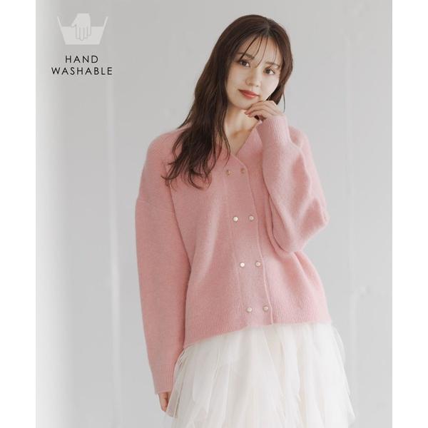 カーディガン 「手洗い可能」モヘアWキンボタンカーディガン491831 レディース